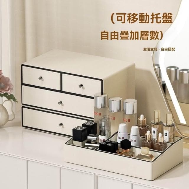 化妝品收納盒桌面大容量高級感家用口紅保養品置物架輕奢高檔(置物盒 整理箱 收納盒 收納箱)