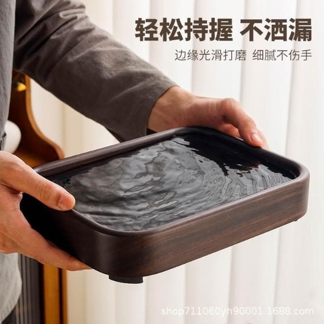 中式黑檀木蓄水茶盤幹泡新款家用辦公室實木小型新式茶盤功夫茶具