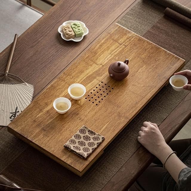 免運含稅 重竹茶盤 長方形茶杯託盤 家用現代茶盤 簡約排蓄瀝水茶臺 幹泡盤 功夫茶具