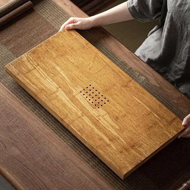 免運含稅 重竹茶盤 長方形茶杯託盤 家用現代茶盤 簡約排蓄瀝水茶臺 幹泡盤 功夫茶具