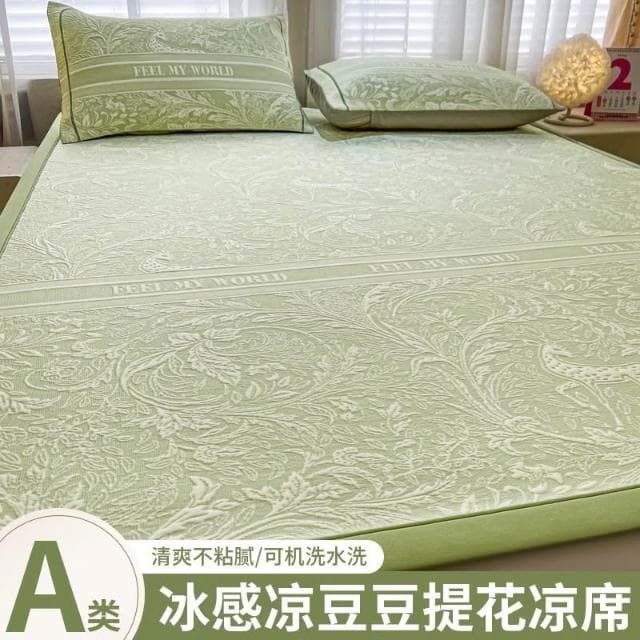 牧牧精品 夏季豆豆涼席床單三件套 冰絲涼席床墊 透氣涼墊 和室墊 日式涼墊 地墊 空調席