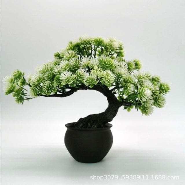 臺灣熱銷 仿真植物 迎客松假花盆栽 辦公室綠植假樹 假花卉 人造植物 樹綠植盆景