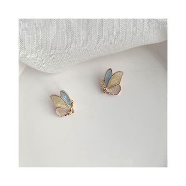 彩色蝴蝶耳環 飾品 耳釘 網美 高級感 耳飾 氣質百搭 耳環 韓國 耳針