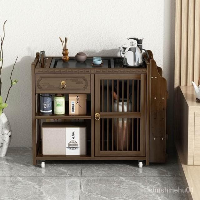 免運  移動茶車功夫茶臺泡茶桌傢用現代小茶水櫃燒水壺一體茶具茶臺套裝
