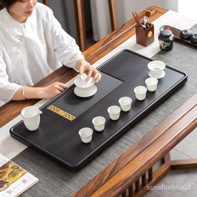 免運  實木茶盤傢用小型幹泡茶臺排水整塊茶海辦公室功夫茶具套裝電木款