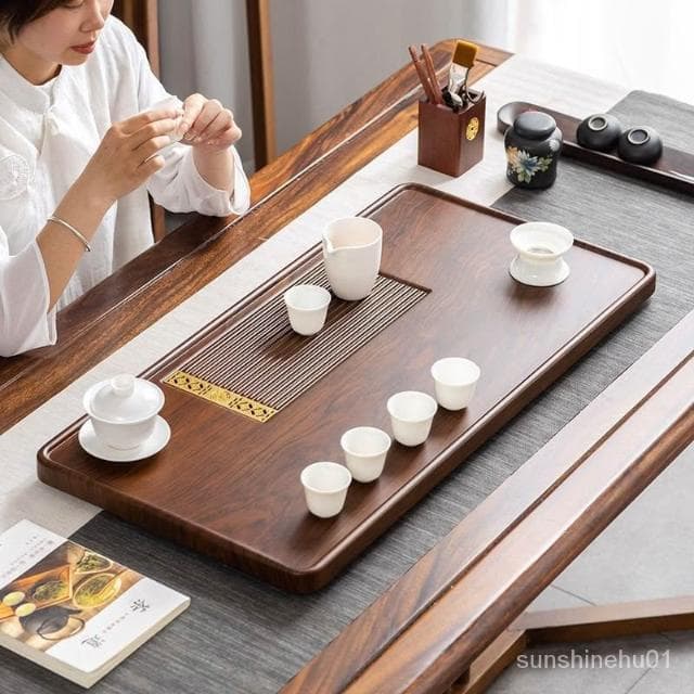 免運  實木茶盤傢用小型幹泡茶臺排水整塊茶海辦公室功夫茶具套裝電木款