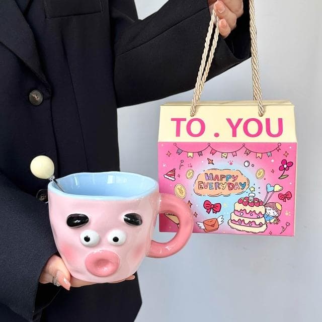 搞怪小丑馬克杯送閨蜜伴手禮生日禮物陶瓷杯日式杯子抽象風水杯女