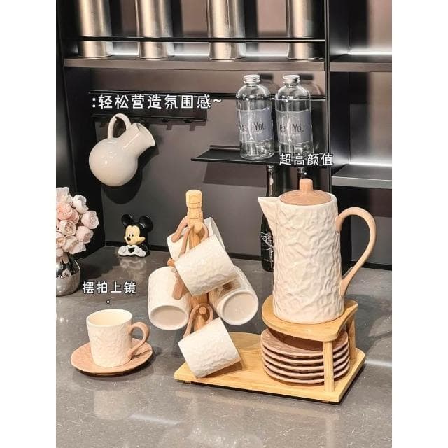 輕奢杯子茶具杯具茶壺套裝家用客廳待客陶瓷水杯水壺喬遷新居禮品