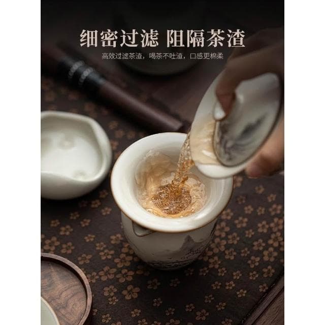 米黃汝窯功夫茶具套裝2025新款中式茶壺蓋碗茶杯高檔輕奢禮盒裝