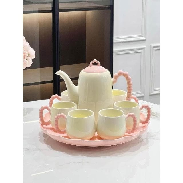 奶油風陶瓷水杯子家用套裝茶杯茶具茶壺輕奢客廳喬遷生日禮物送人