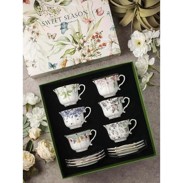 甜蜜季節/法式復古咖啡杯禮盒套裝下午茶杯子禮物輕奢歐式田園風