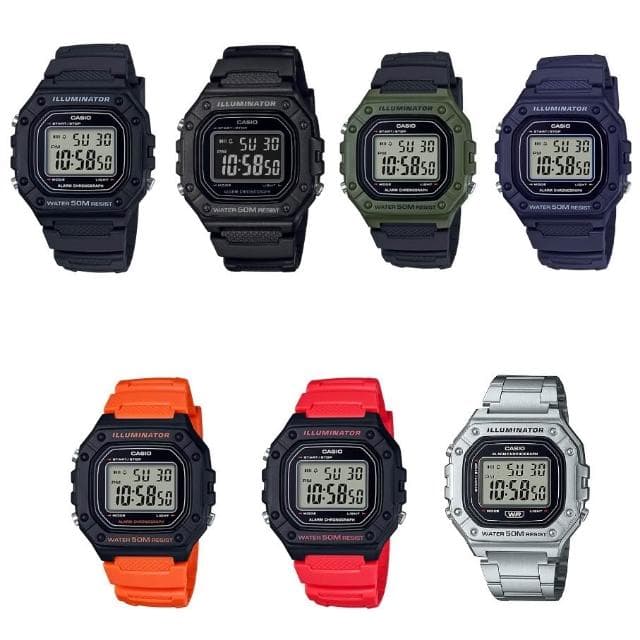 【CASIO 卡西歐】經緯度鐘錶CASIO電子錶50米防水 年度新款熱銷 運動款  學生電子錶大字幕 復古方形款 超低折扣↘ W-218H