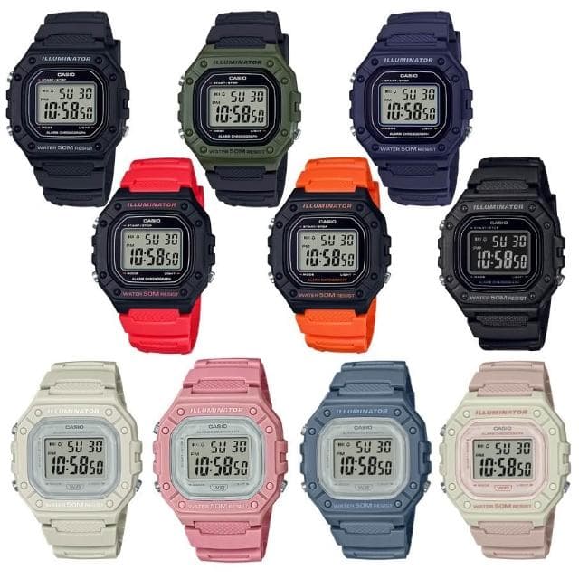 【CASIO 卡西歐】經緯度鐘錶CASIO電子錶50米防水 年度新款熱銷 運動款  學生電子錶大字幕 復古方形款 超低折扣↘ W-218H