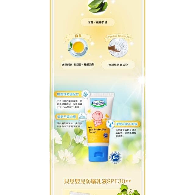 【Baan 貝恩】嬰兒防曬乳液SPF30-35ml