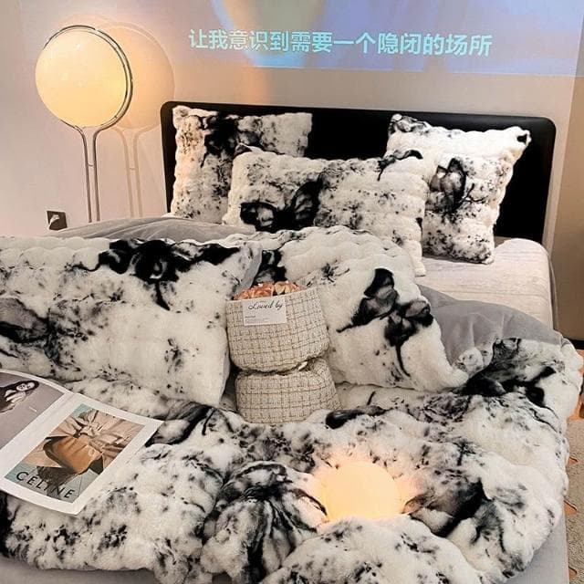床單 被套 床上四件套 雙麵加厚兔兔絨床品四件套秋冬季牛奶絨珊瑚絨宿捨床單被套三件套