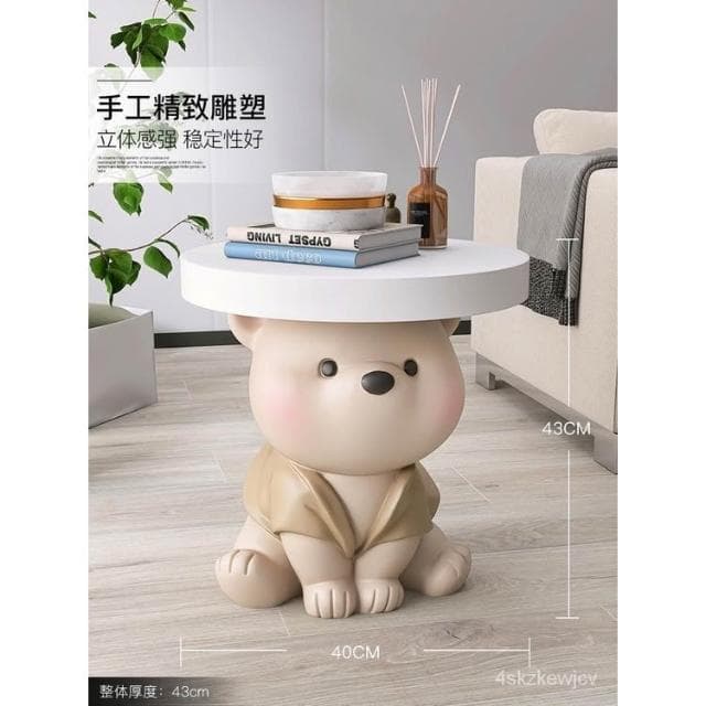 『免運~含稅』奶油風大型熊落地擺件傢居飾品茶幾客廳電視櫃沙發旁床頭喬遷禮物 QYMK