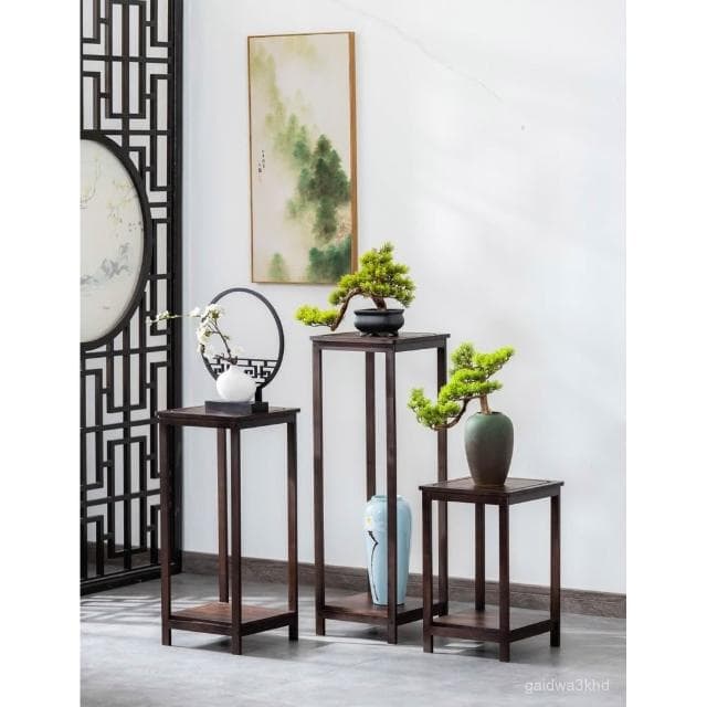 全網✨最低 實木花架 植物架 園藝花架 盆栽架 置物架 復古花架 花瓶架 財位桌 花臺 聚寶盆架 展示邊桌 楠竹材質