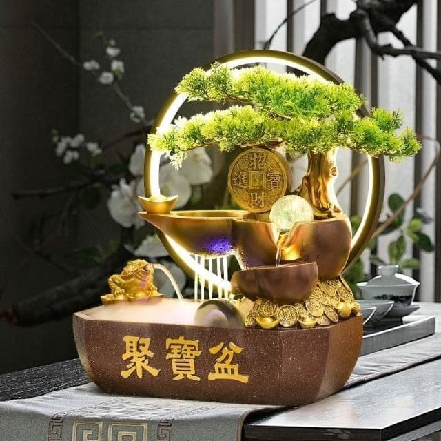 貓貓咪咪 金蟾招財流水盆流水聚寶盆流水擺件招財擺飾開運風水招財流水組風水擺件開幕送禮入厝禮物