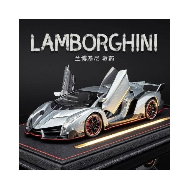 收藏車模手辦： 生日禮物蘭博基尼大牛毒藥跑車合金汽車模型擺件仿真轎車兒童禮物交換禮物