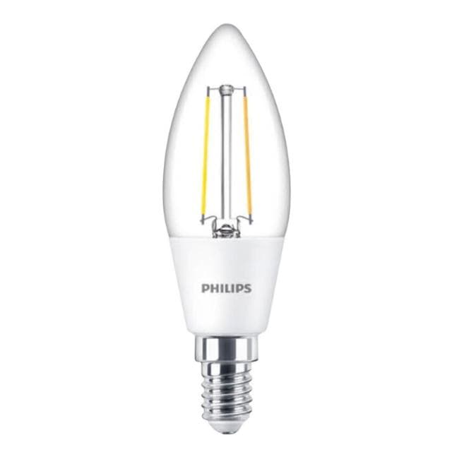 【Philips 飛利浦】 飛利浦 PHILIPS LED E14 尖清 蠟燭燈 3W 黃光 仿鎢絲 全電壓