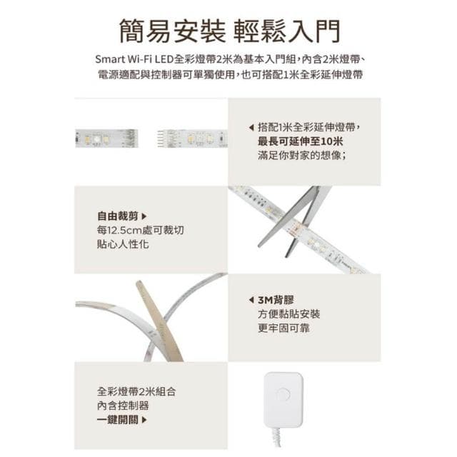 【Philips 飛利浦】PHILIPS💡飛利浦 WIZ 智能照明 全彩LED燈帶 2m (PW001)