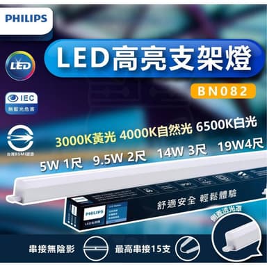【Philips 飛利浦】 PHILIPS BN082 LED高亮支架燈 室內商業照明 居家照明 5W 9.5W 14W
