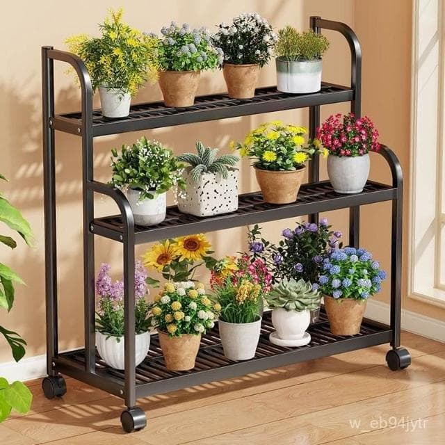 免運 鐵藝 陽臺花架子 室內外客廳簡約落地式 花架陽臺落地式  防腐防銹多層多肉綠蘿架盆栽架 園藝花架 植物架 陽臺花架