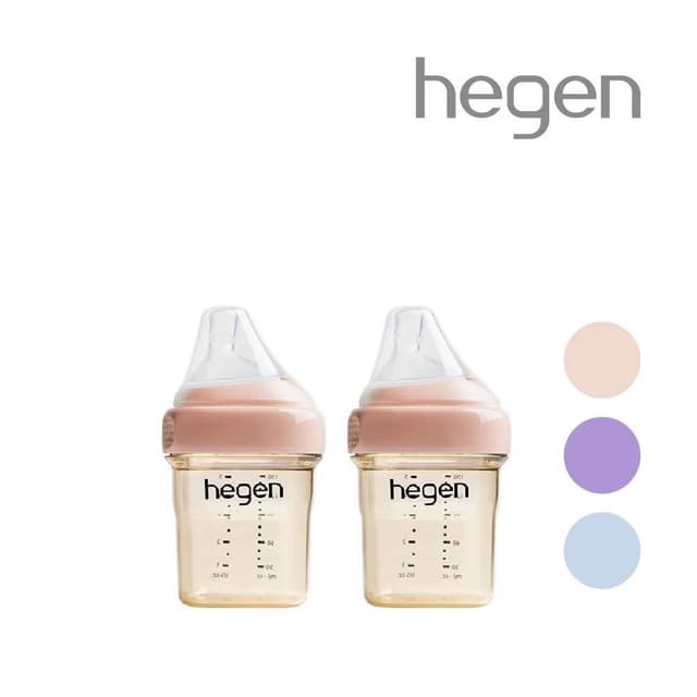 【hegen】金色奇蹟PPSU多功能方圓型寬口奶瓶 150ml 雙瓶組(嫣粉/沁藍/漾紫)