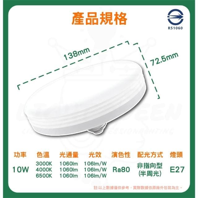 【亮博士】亮博士 10W LED 日系飛碟燈泡 E27 LED燈泡 省電燈泡 大面積燈泡 燈泡型吸頂燈 通用規格 客廳燈泡