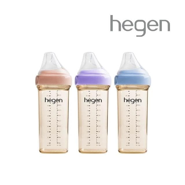 【hegen】金色奇蹟PPSU多功能方圓型寬口奶瓶 330ml 單瓶組(嫣粉/沁藍/漾紫)