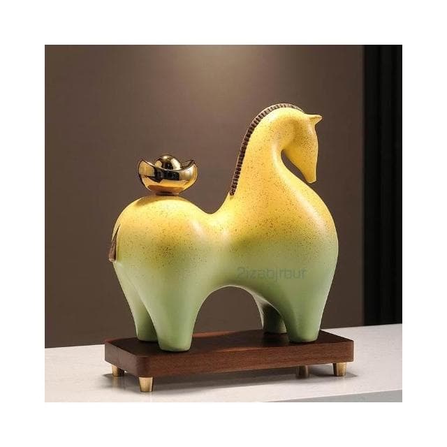 馬上有錢擺件 招財辦公室裝飾品 高檔新中式客廳擺件 喬遷開業禮品 祝福寓意 療癒小物 辦公室風水陶瓷擺件