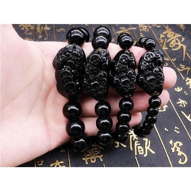 黑曜石貔貅手鍊 情侶款 佛珠手串 招財避邪轉運手環 小人防護 開運飾品 創意禮物 台灣出貨