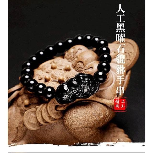 黑曜石貔貅手鍊 情侶款 佛珠手串 招財避邪轉運手環 小人防護 開運飾品 創意禮物 台灣出貨
