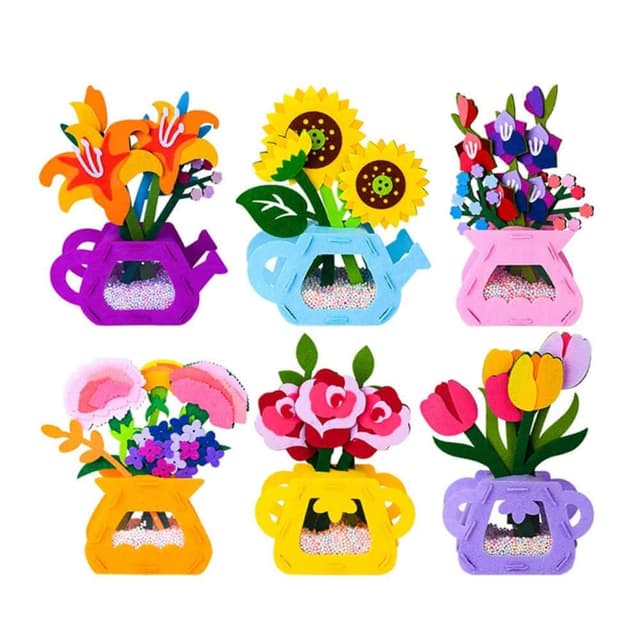 DIY立體不織布盆栽(手作花盆 創意手工 母親節禮物 康乃馨 鬱金香 玫瑰 向日葵 布藝)