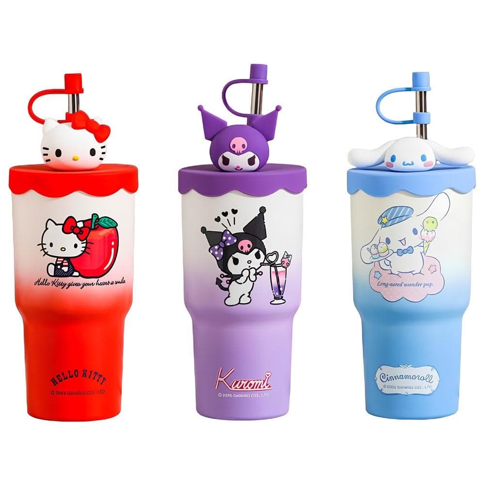 【HELLO KITTY】580ml公仔吸管帶蓋冰壩杯 ( 庫洛米 大耳狗 Kitty 保溫保冰杯 冰霸杯 運動水壺 兒童水壺 禮物) 58#5