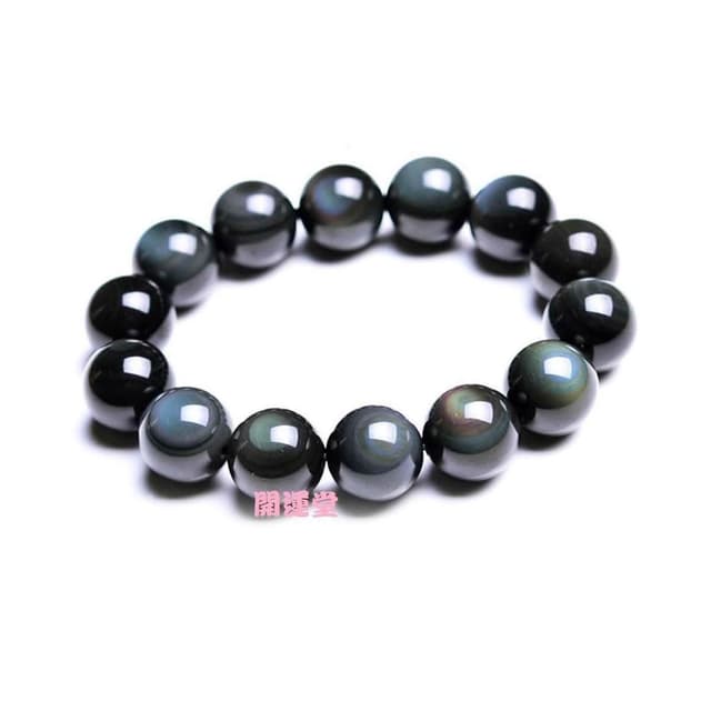 【開運堂】現貨  含鑑定卡 避邪防小人天然彩虹眼黑曜石手鍊男女款「開運堂」