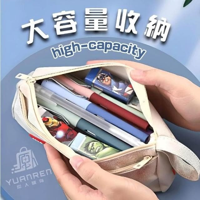 【YUANREN 原人購物】簡約日系雙層筆袋 簡約日系筆袋 日系簡約立體大容量雙層筆袋 鉛筆盒 筆袋 化妝包 大容量 生日禮物 素色筆袋