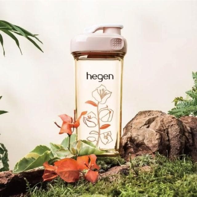 【hegen】PCTO 紫綻花漾禮盒(小金PPSU奶瓶 學習水杯)