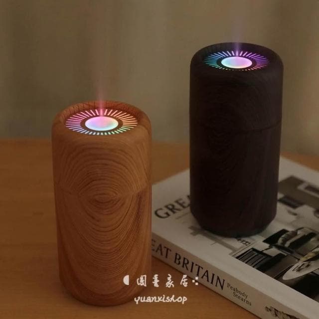 創意款木紋加濕器 薰香機 香薰機 擴香機 精油噴霧器 芳香噴霧機 香薰空氣 跑馬夜燈霧化加濕器