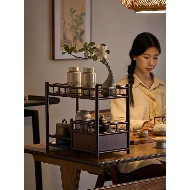 桌面博古架新中式茶具收納架置物架茶桌臺面高檔展示櫃小型擺放架