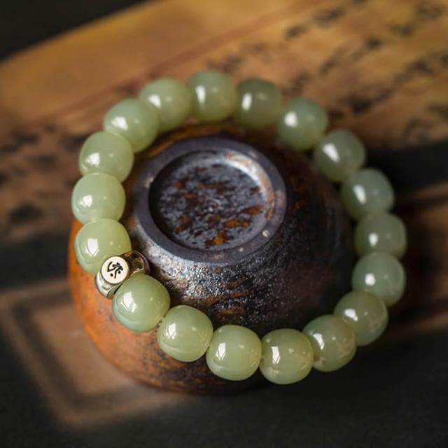 【LEESA】和田玉手串\和田玉桶珠\本命佛\青海老料\手鍊\手珠\佛珠 玉珠手串\玉手鍊\平安手鍊\送媽媽