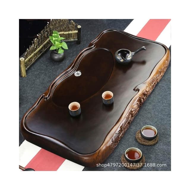 黑檀木茶盤 實木精雕雙龍戲珠茶具 簡約家用茶盤 大號加厚排水小茶臺 茶桌 茶壺