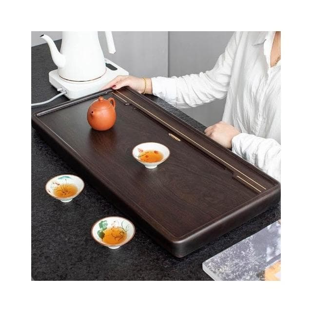 整块乌檀木茶盘 实木茶台 家用现代简约原木黑檀木茶海 花梨木茶具