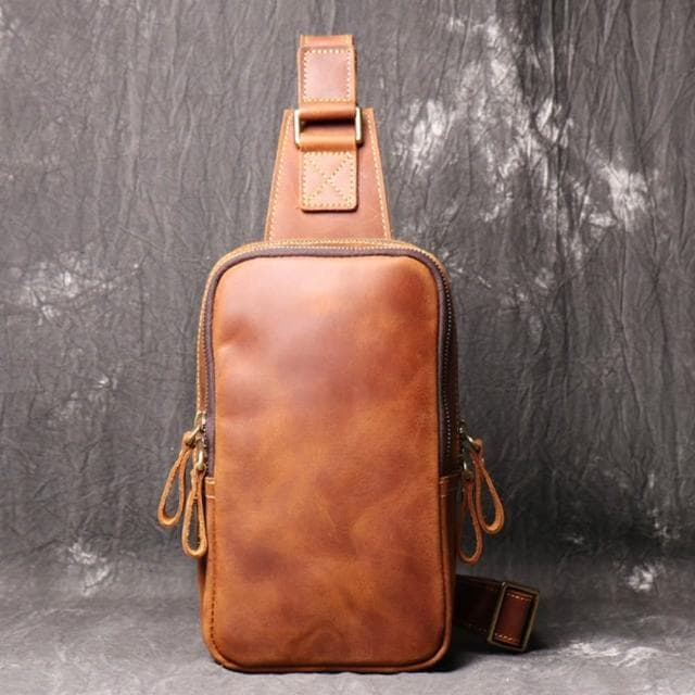 【巴黎精品】紐約精品 父親節禮物 現貨+預購 真皮胸背包胸包真皮革側背包隨身包包-復古頭層牛皮單肩男包包2色a1js22