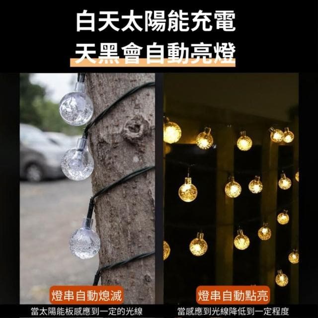LED太陽能燈串 聖誕節日戶外露營帳篷天幕婚禮裝飾星星燈圓球彩燈