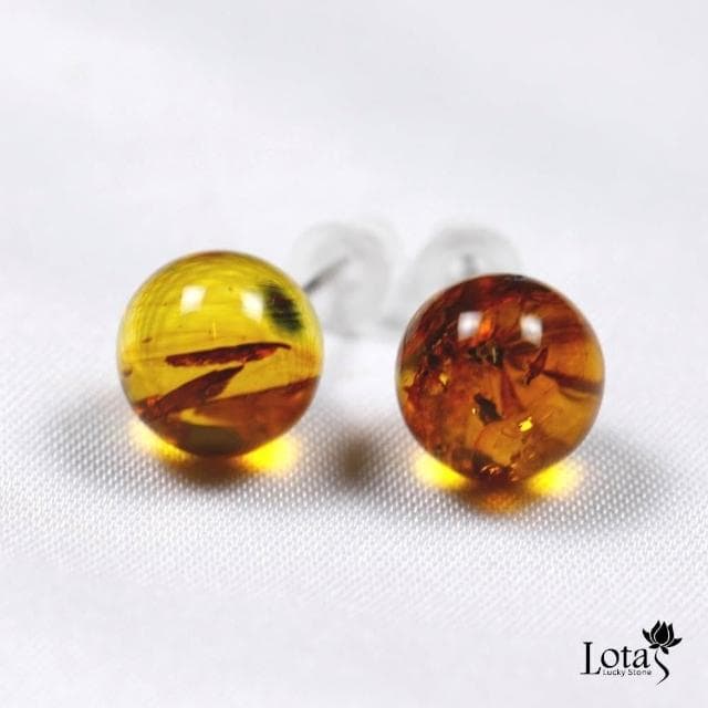 琥珀精靈 Lotas 波羅的海花珀 耳針式耳飾 限時特惠