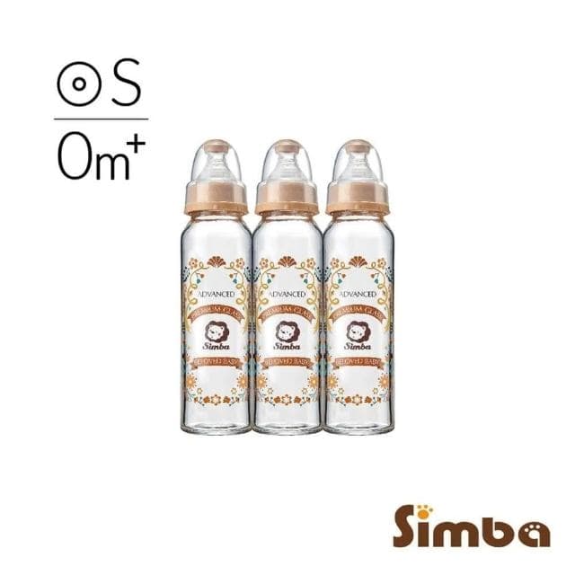 【Simba 小獅王辛巴】蘿蔓晶鑽標準玻璃大奶瓶3支組 240ml -新生兒托斯卡尼陽光笑臉組