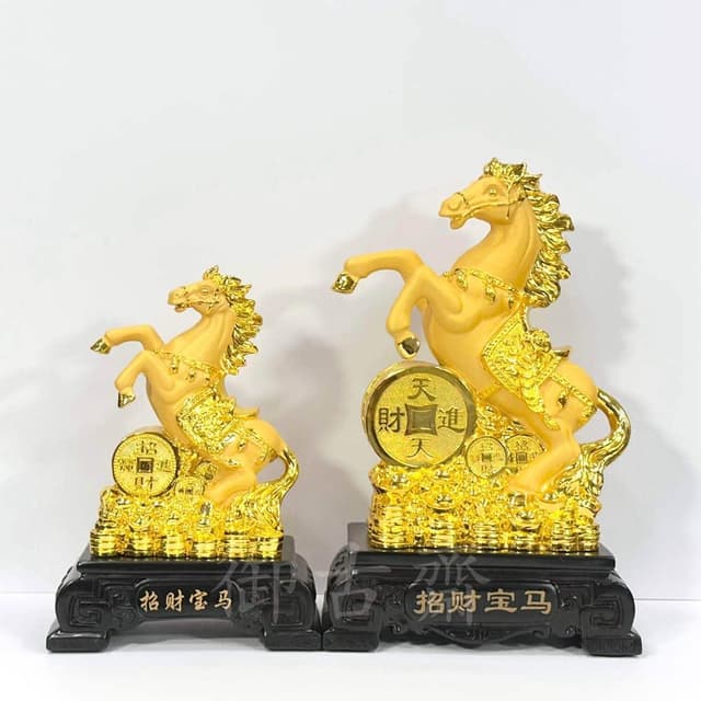 【御古齋】絨沙金 精雕 招財寶馬 馬到成功 天天進財 招財進寶 開運擺件 店面居家 裝飾擺設 送禮首選 0617