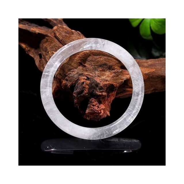 【開運堂】運堂水晶🔥手鐲 天然白水晶手鐲寬版圓條雪花晶體交換禮物手飾批發