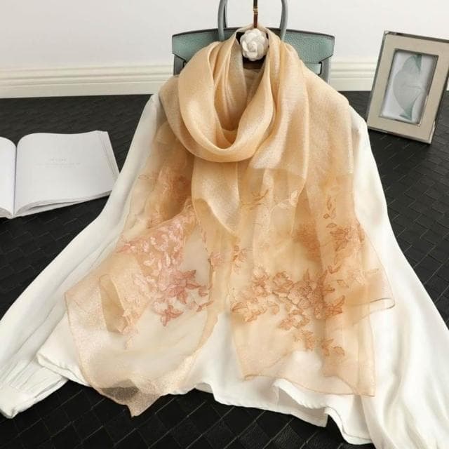 【巴黎精品】現貨+預購 絲質絲巾羊毛圍巾-海棠花刺繡絲滑捲邊女配件8色a1gt16